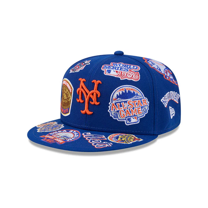 New York Mets All Over Patch 59Fifty Fitted MLB Vintage Snapback Baseball Cap Adjustable Streetwear Hat